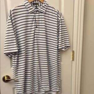 Peter Millar Classic Striped Polo Shirt - Purple and White